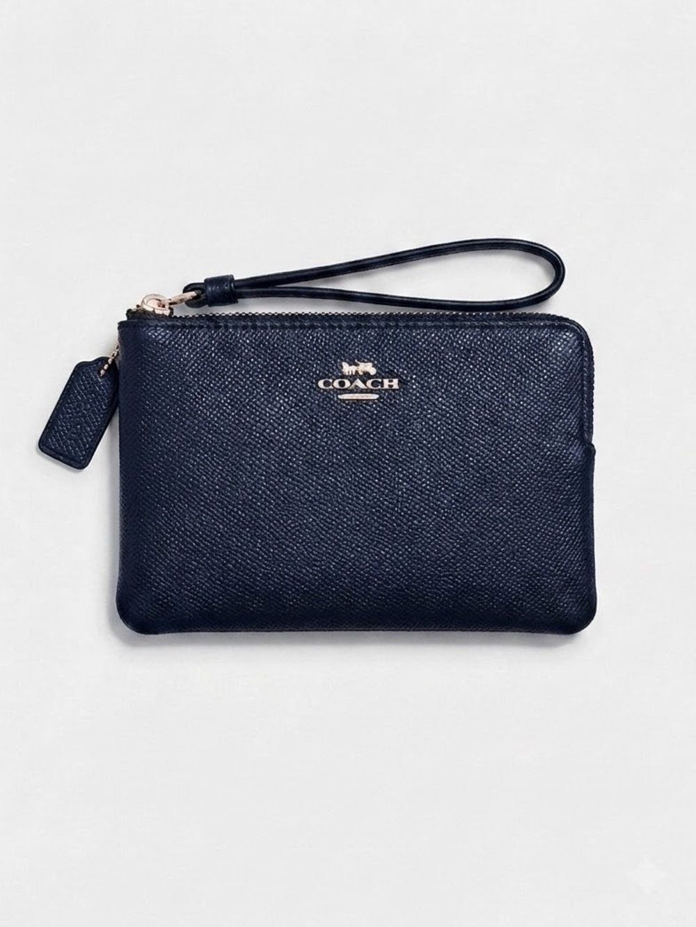Coach Navy Pebbled Leather Wristlet